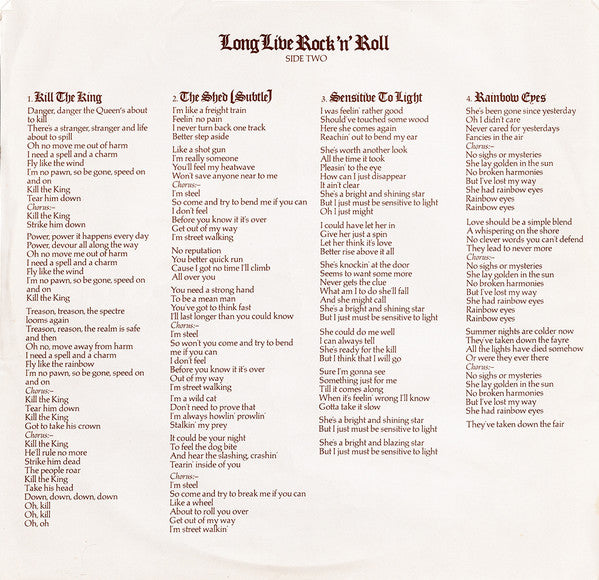 Rainbow : Long Live Rock 'N' Roll (LP, Album, Gat)