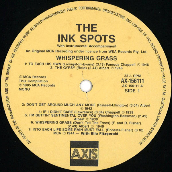 The Ink Spots : Whispering Grass (LP, Comp)