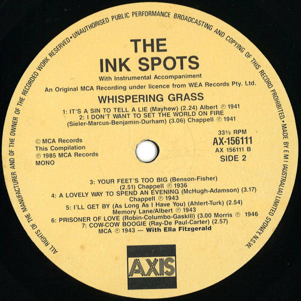 The Ink Spots : Whispering Grass (LP, Comp)