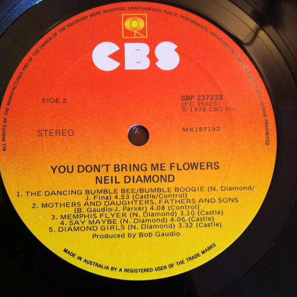 Neil Diamond : You Don't Bring Me Flowers (LP, Album)