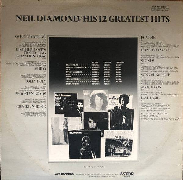 Neil Diamond : His 12 Greatest Hits (LP, Comp)