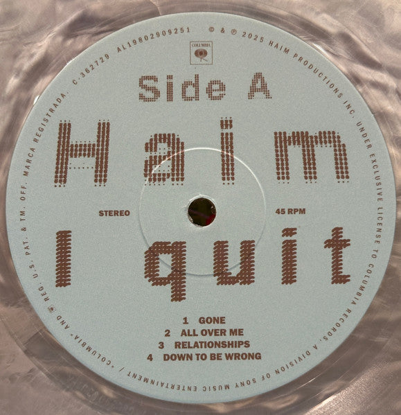 Haim (2) : I Quit (2xLP, Album, Sil)