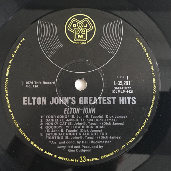 Elton John : Greatest Hits (LP, Comp)