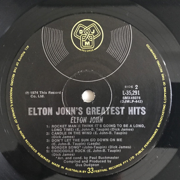 Elton John : Greatest Hits (LP, Comp)