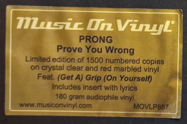 Prong : Prove You Wrong (LP, Album, Ltd, Num, RE, RP, Cle)