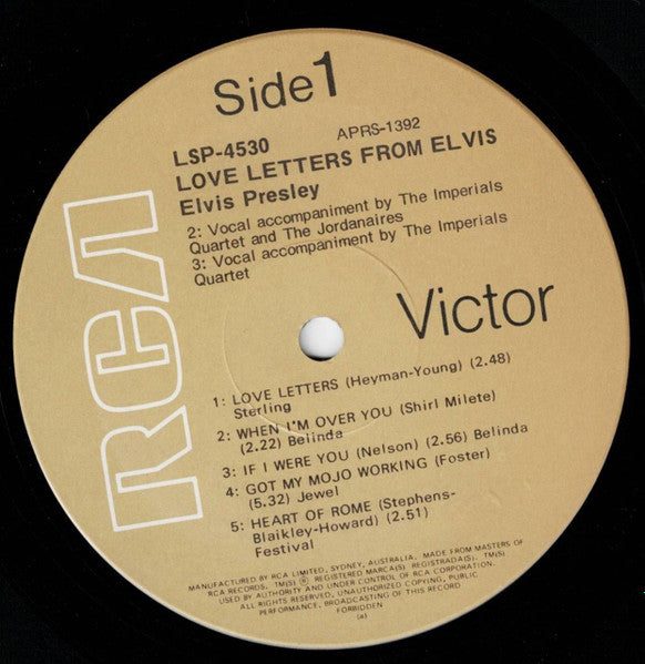 Elvis Presley : Love Letters From Elvis (LP, Album, Tan)