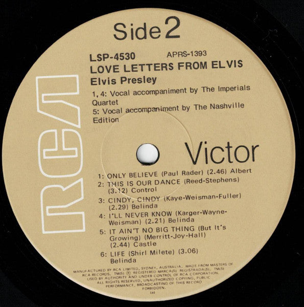 Elvis Presley : Love Letters From Elvis (LP, Album, Tan)