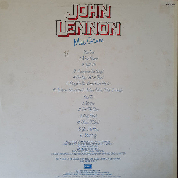 John Lennon : Mind Games (LP, Album, RE)