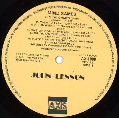 John Lennon : Mind Games (LP, Album, RE)