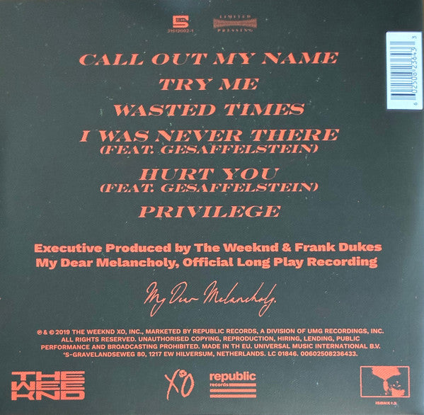 Buy The Weeknd : My Dear Melancholy, (LP, S/Sided, EP, Etch, RE