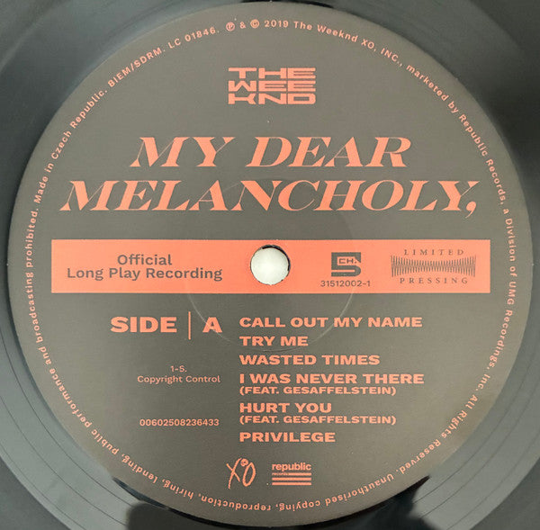 Buy The Weeknd : My Dear Melancholy, (LP, S/Sided, EP, Etch, RE