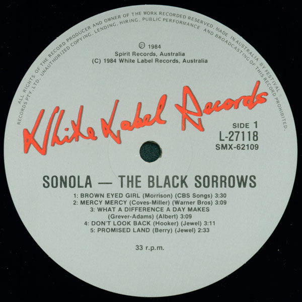 The Black Sorrows : Sonola (LP, Album, RE)