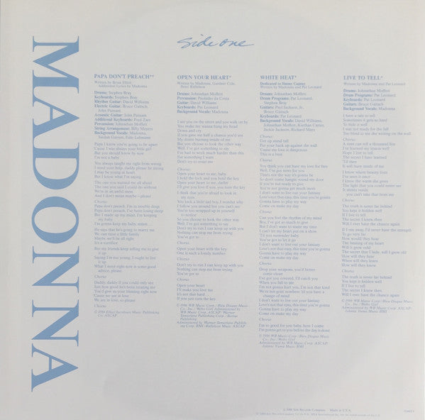 Madonna : True Blue (LP, Album)