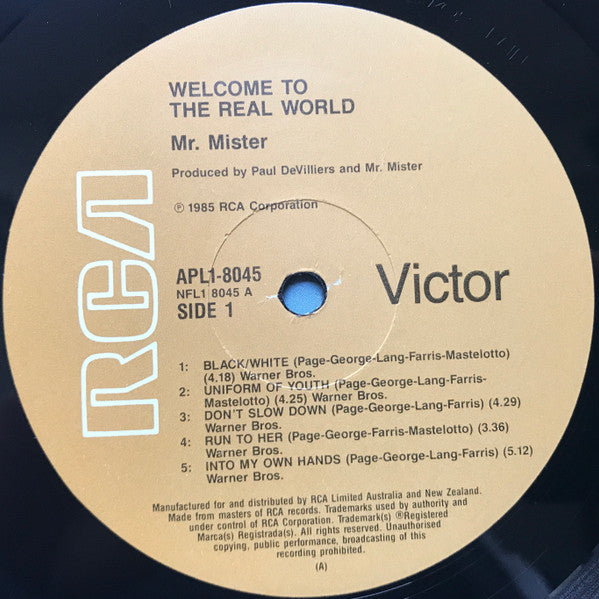 Mr. Mister : Welcome To The Real World (LP, Album)