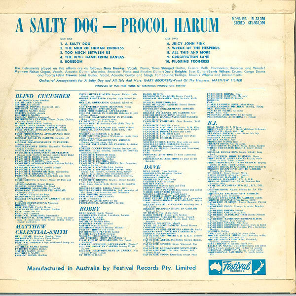 Procol Harum : A Salty Dog (LP, Album)