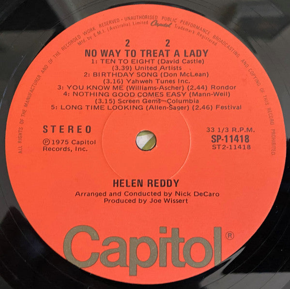 Helen Reddy : No Way To Treat A Lady (LP, Album)