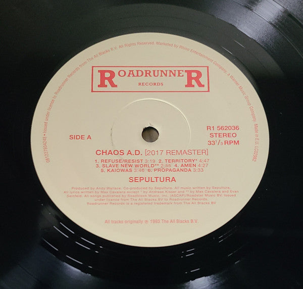 Sepultura : Chaos A.D. (LP, Album, RM + LP, Comp + RE, RP, Gat)