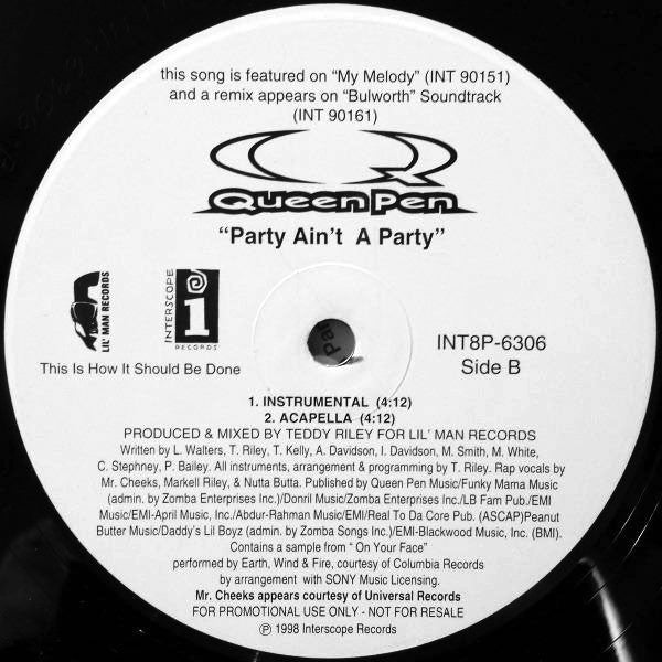Queen Pen : Party Ain't A Party (12", Promo)