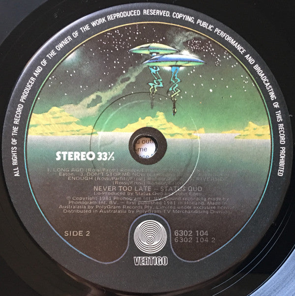 Status Quo : Never Too Late (LP, Album)