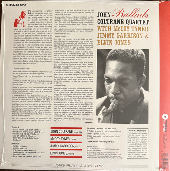 John Coltrane Quartet* : Ballads (LP, Album, Ltd, RE, Cry)