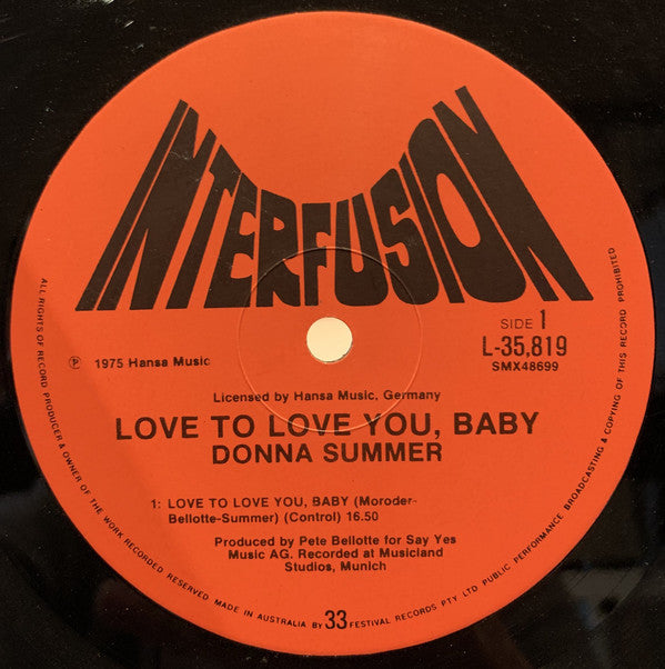 Donna Summer : Love To Love You Baby (LP, Album)