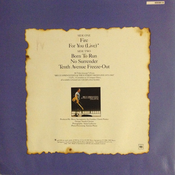 Bruce Springsteen & The E-Street Band : Fire (12", Maxi)