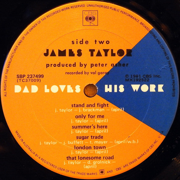 James Taylor (2) : Dad Loves His Work (LP, Album, Ora)
