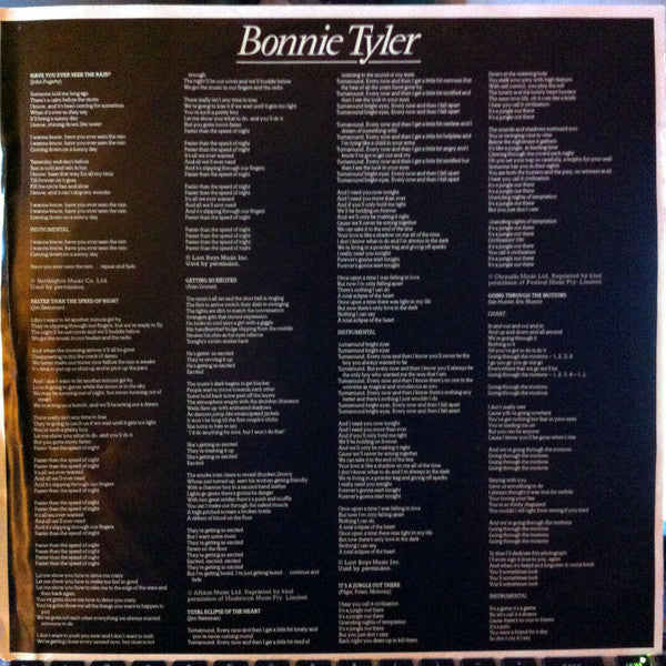 Bonnie Tyler : Faster Than The Speed Of Night (LP, Album)