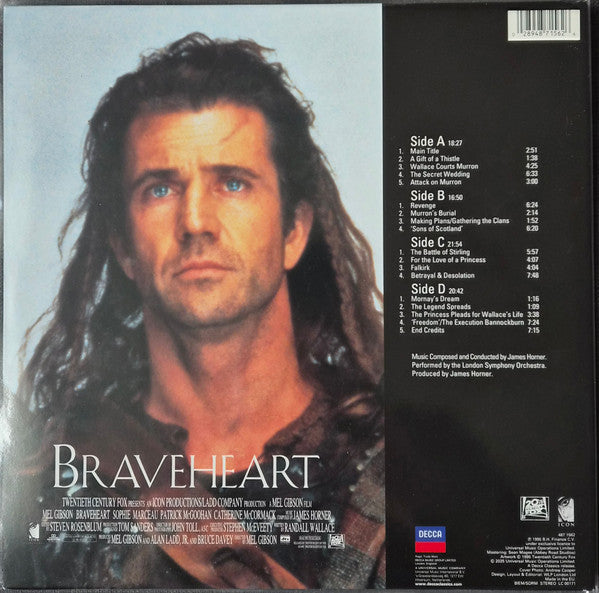 James Horner Performed By London Symphony Orchestra : Braveheart (Original Motion Picture Soundtrack) (2xLP, Album, Ltd, RE, 30t)