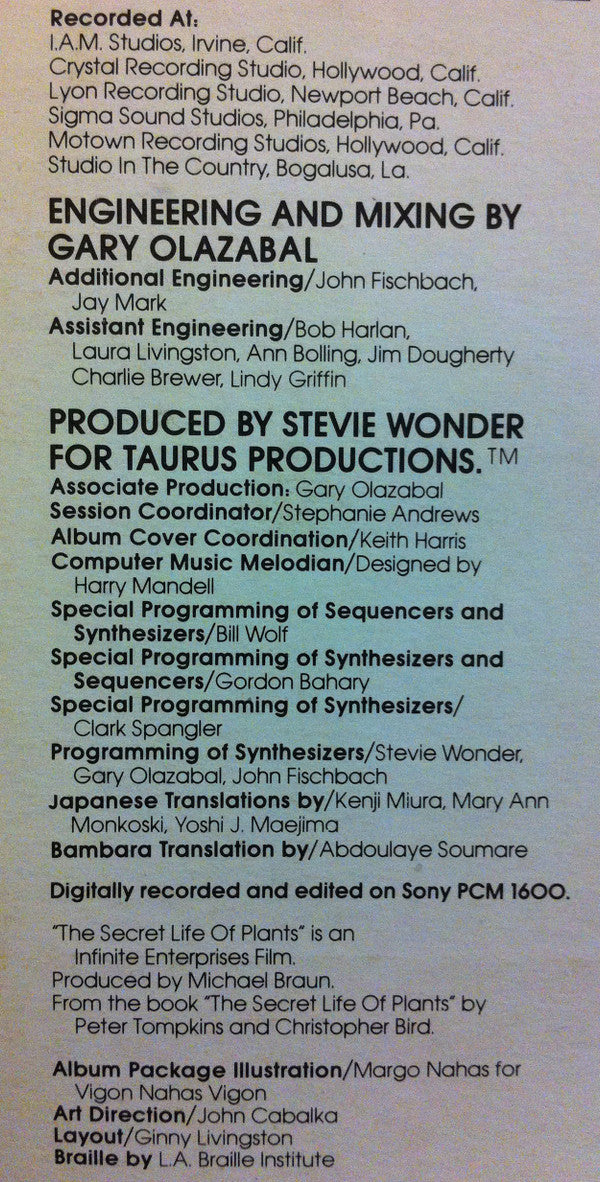 Stevie Wonder : Journey Through The Secret Life Of Plants (2xLP, Album, Emb)