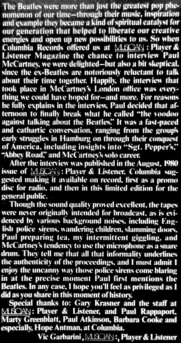 Paul McCartney : The McCartney Interview (LP)