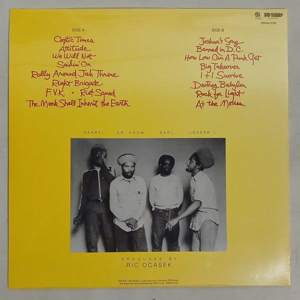 Bad Brains : Rock For Light (LP, Album, RE, RM, Sol)