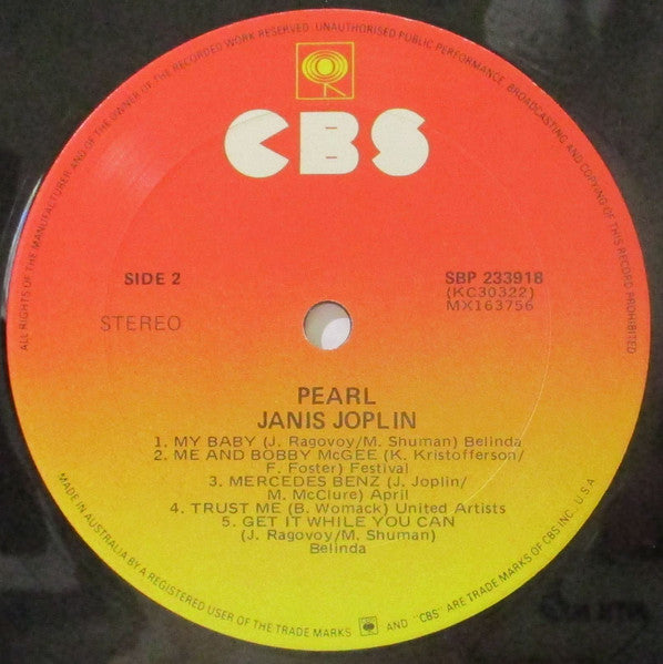 Janis Joplin : Pearl (LP, Album, RE)
