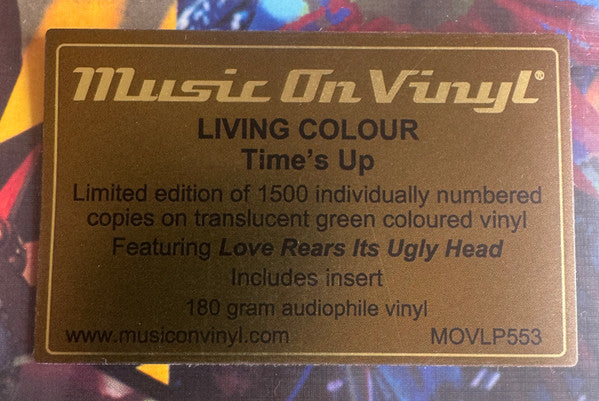 Living Colour : Time's Up (LP, Album, Ltd, Num, RE, Yel)