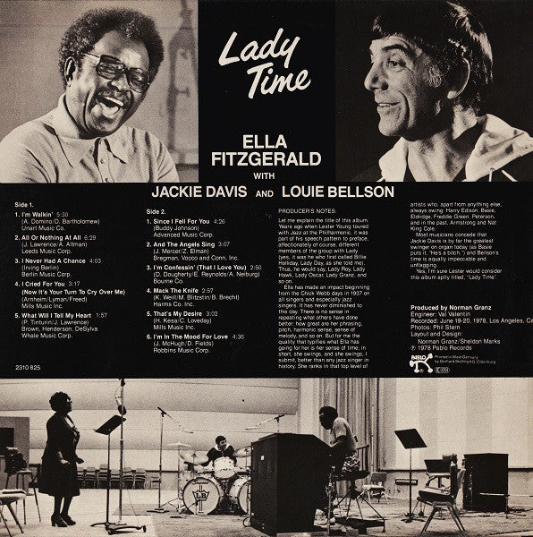 Ella Fitzgerald With Jackie Davis And Louie Bellson* : Lady Time (LP, Album)