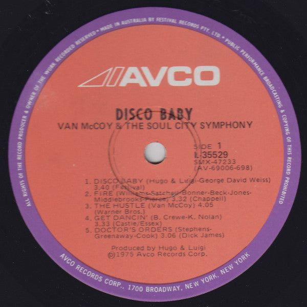 Van McCoy & The Soul City Symphony : Disco Baby (LP, Album)
