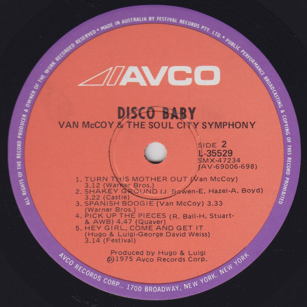 Van McCoy & The Soul City Symphony : Disco Baby (LP, Album)