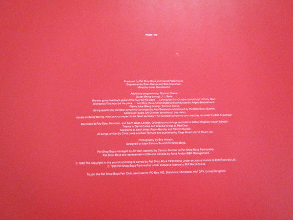 Pet Shop Boys : Behaviour (LP, Album)