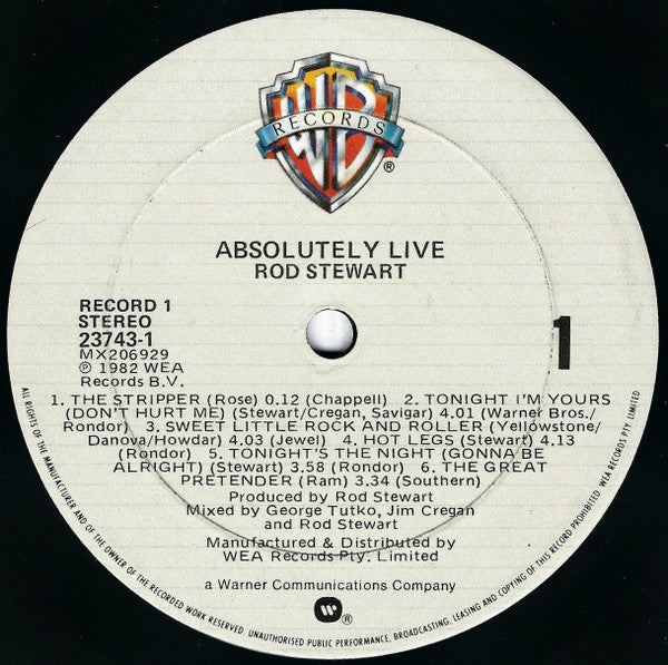 Rod Stewart : Absolutely Live (2xLP, Album)