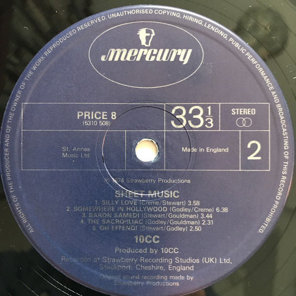 10cc : Sheet Music (LP, Album, RE)