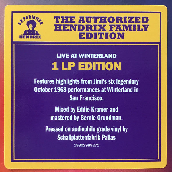 The Jimi Hendrix Experience : Winterland (LP, Comp, RE)