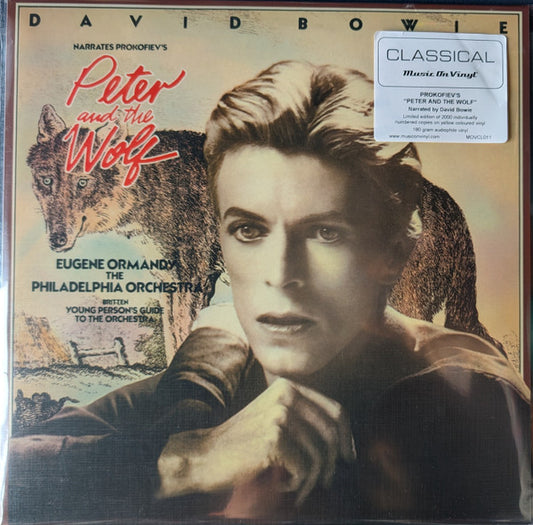 David Bowie Narrates Prokofiev*, Eugene Ormandy, The Philadelphia Orchestra, Britten* : Peter And The Wolf / Young Person's Guide To The Orchestra (LP, Album, Ltd, Num, RE, Yel)