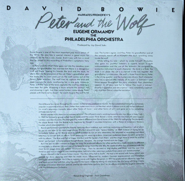 David Bowie Narrates Prokofiev*, Eugene Ormandy, The Philadelphia Orchestra, Britten* : Peter And The Wolf / Young Person's Guide To The Orchestra (LP, Album, Ltd, Num, RE, Yel)