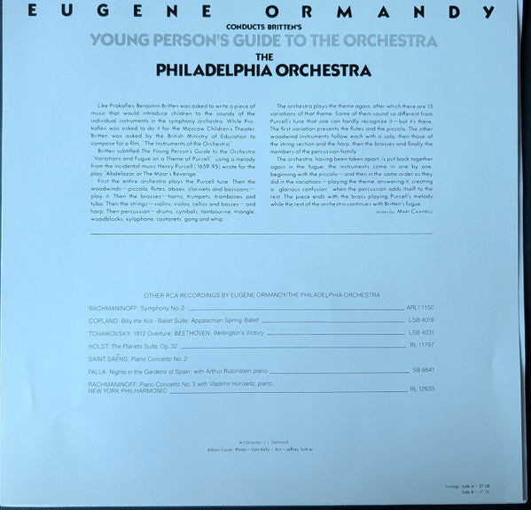 David Bowie Narrates Prokofiev*, Eugene Ormandy, The Philadelphia Orchestra, Britten* : Peter And The Wolf / Young Person's Guide To The Orchestra (LP, Album, Ltd, Num, RE, Yel)