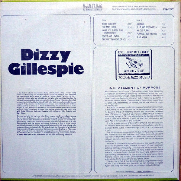 Dizzy Gillespie : Dizzy Gillespie (LP, Comp, Sim)
