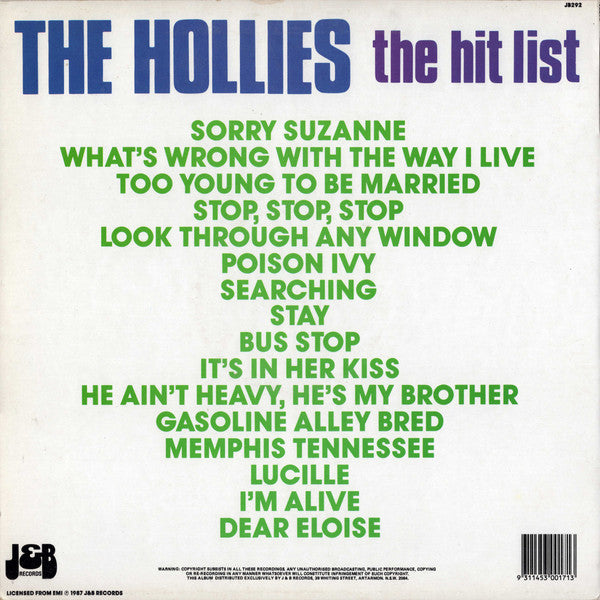 The Hollies : The Hit List (LP, Comp)