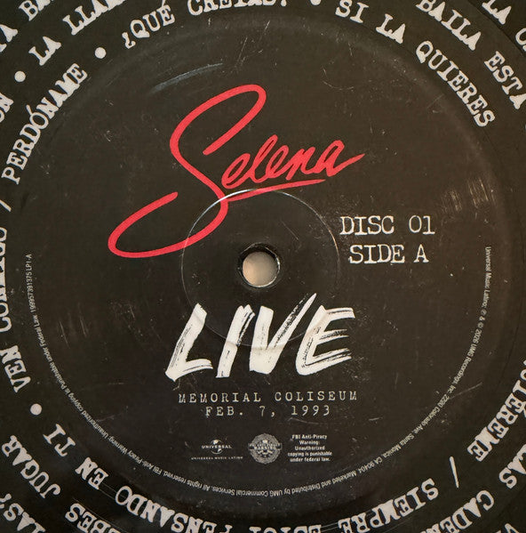 Selena : Live (2xLP, Album, P/Mixed, Pic, RE, RM)