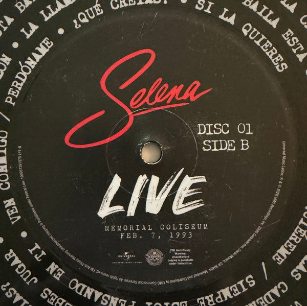 Selena : Live (2xLP, Album, P/Mixed, Pic, RE, RM)