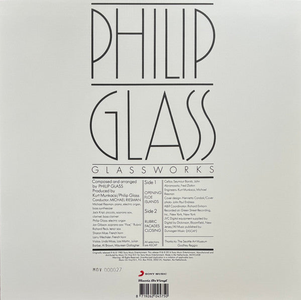 Philip Glass : Glassworks (LP, Album, Ltd, Num, RE, Blu)