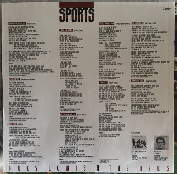 Huey Lewis And The News* : Sports (LP, Album, RE)